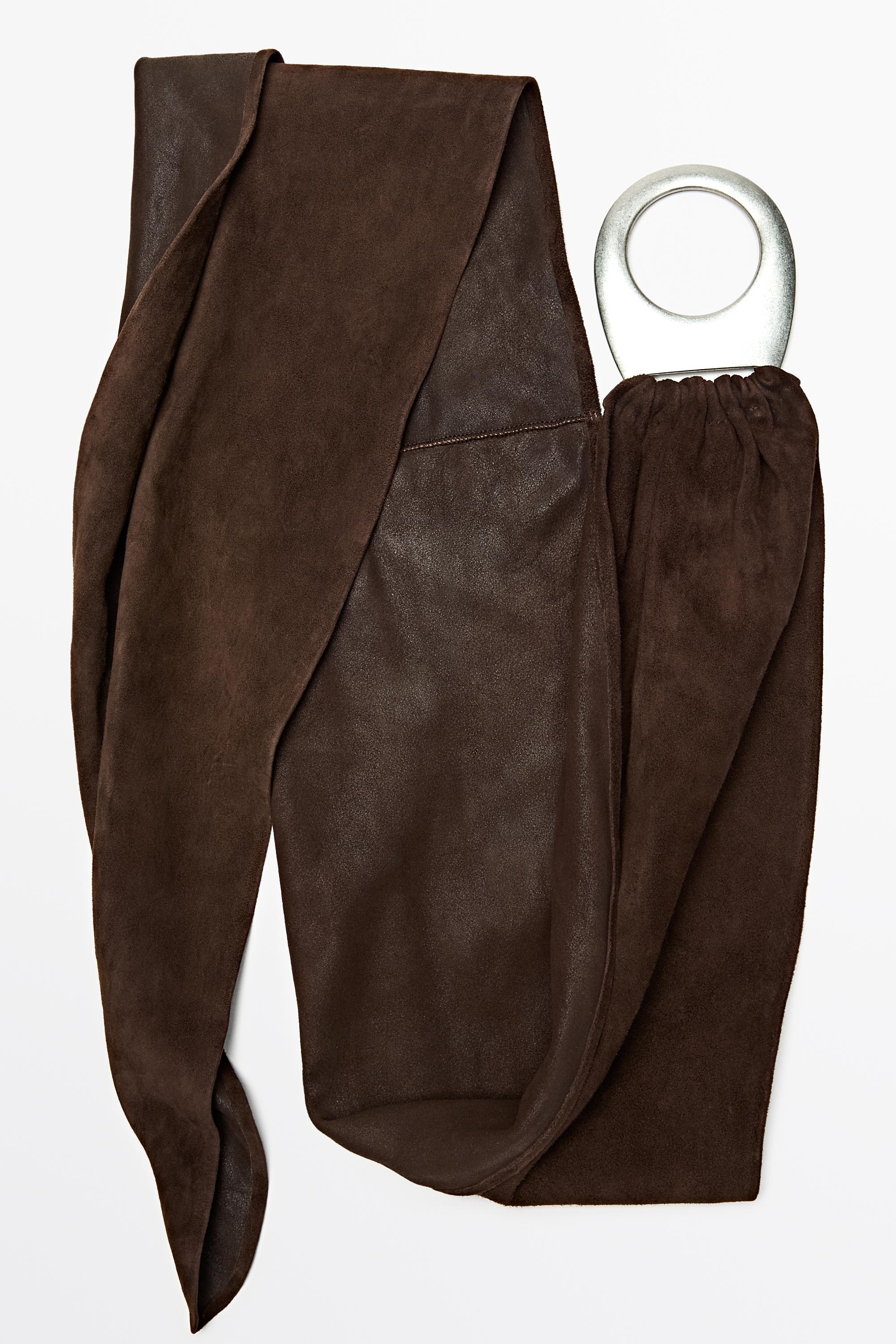 Split suede leather belt with oval buckle