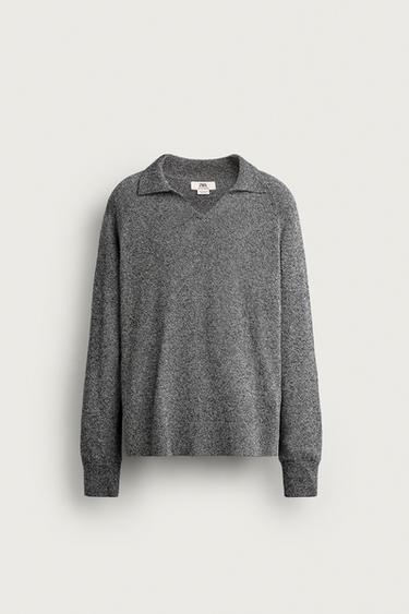 MELANGE REGULAR FIT KNIT POLO SHIRT - Blue marl by Zara