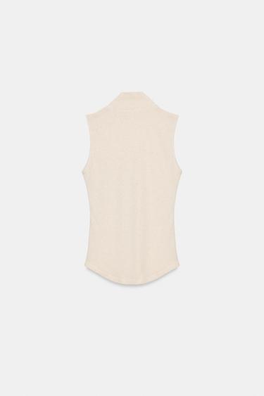 HIGH NECK T-SHIRT - Ecru by Zara - Image 5