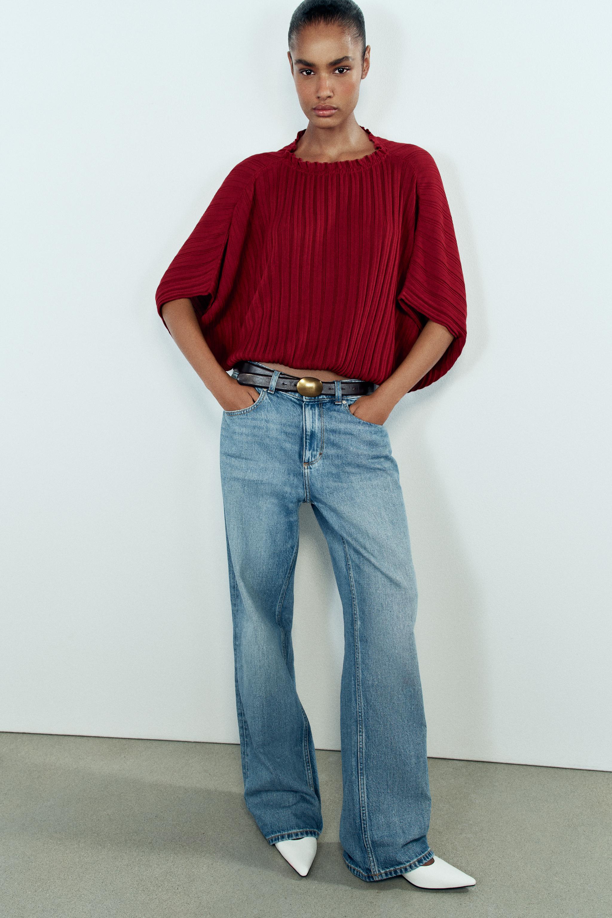 Zara Geniş Fitilli Triko Top