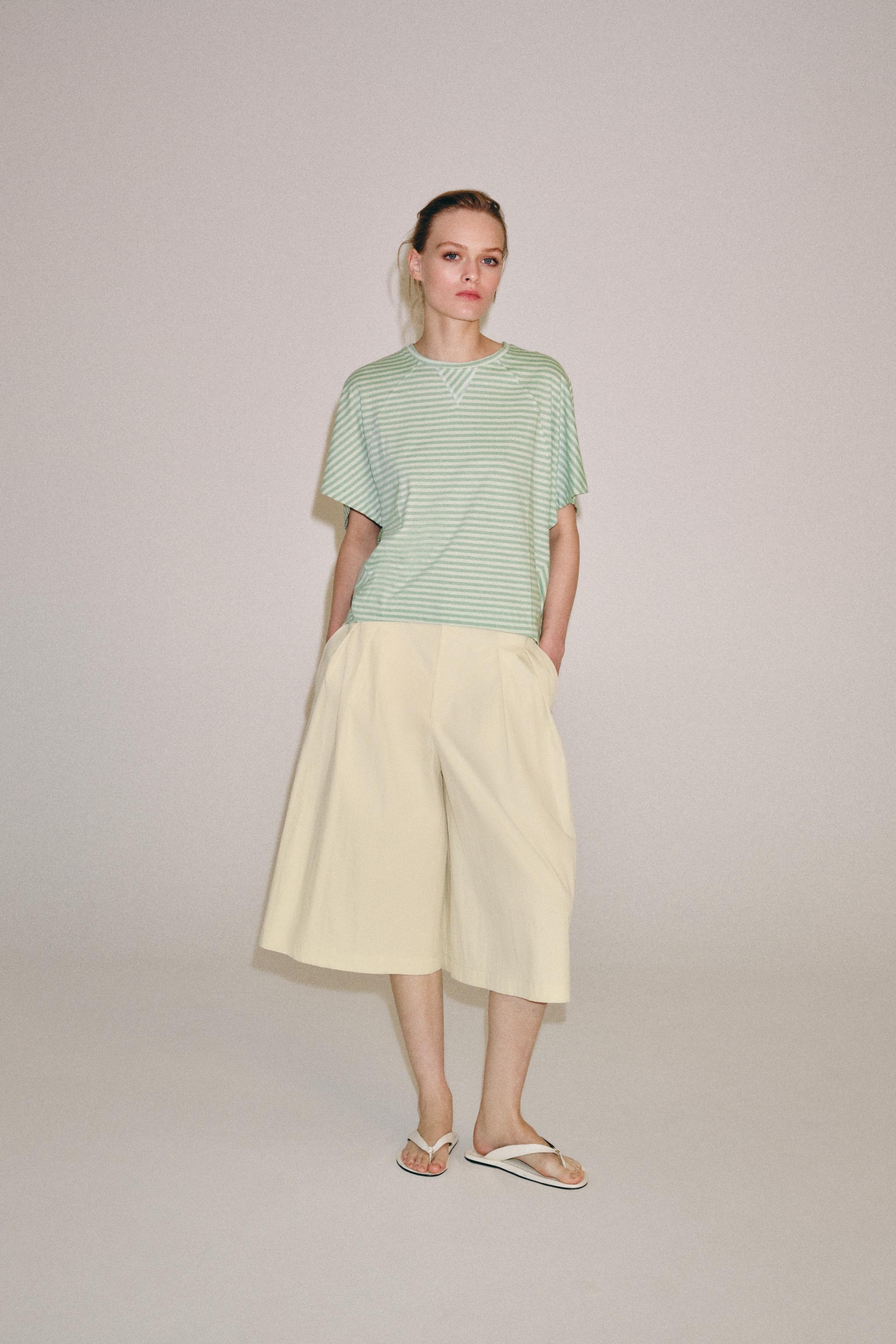 STRIPED OVERSIZED T-SHIRT — Greens