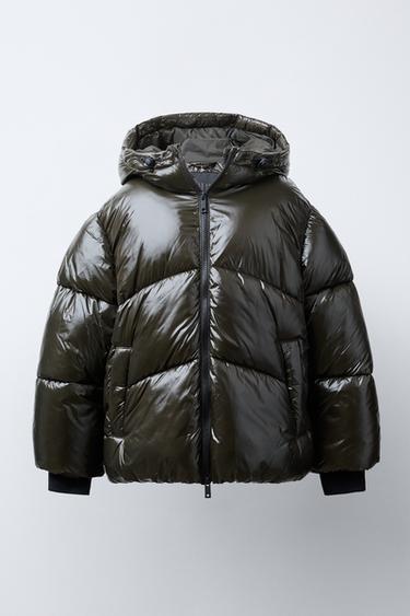ABRIGO ACOLCHADO CAPUCHA WATER REPELLENT - Verde de Zara