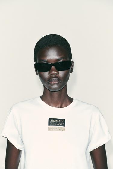 SHORT SLEEVE T-SHIRT WITH LABEL - White by Zara - Image 2