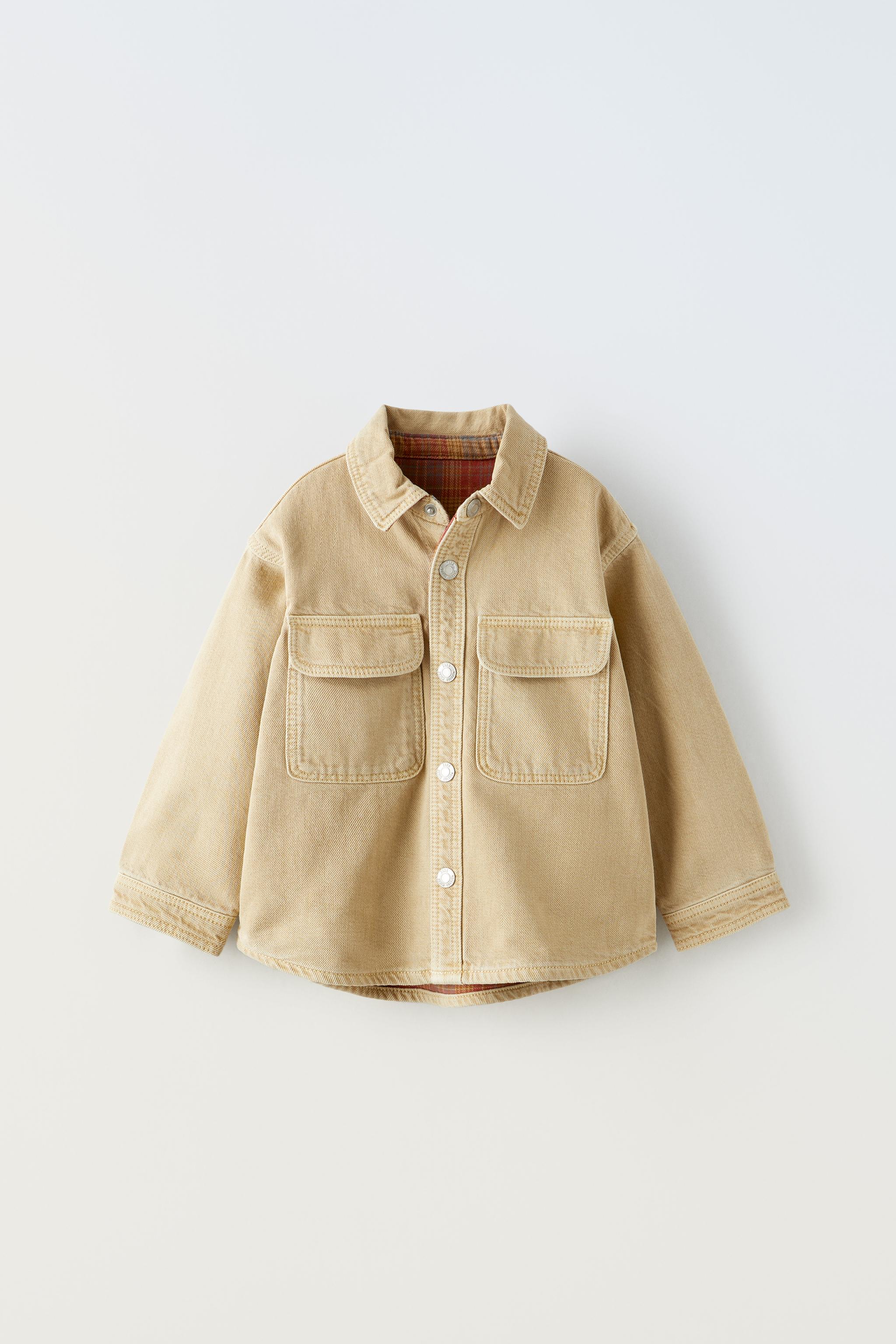 CHECKERED LINED OVERSHIRT - Light camel