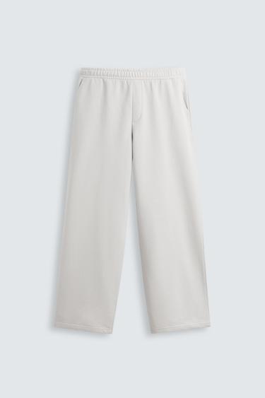 WIDE-LEG JOGGER TROUSERS - Pearl grey by Zara