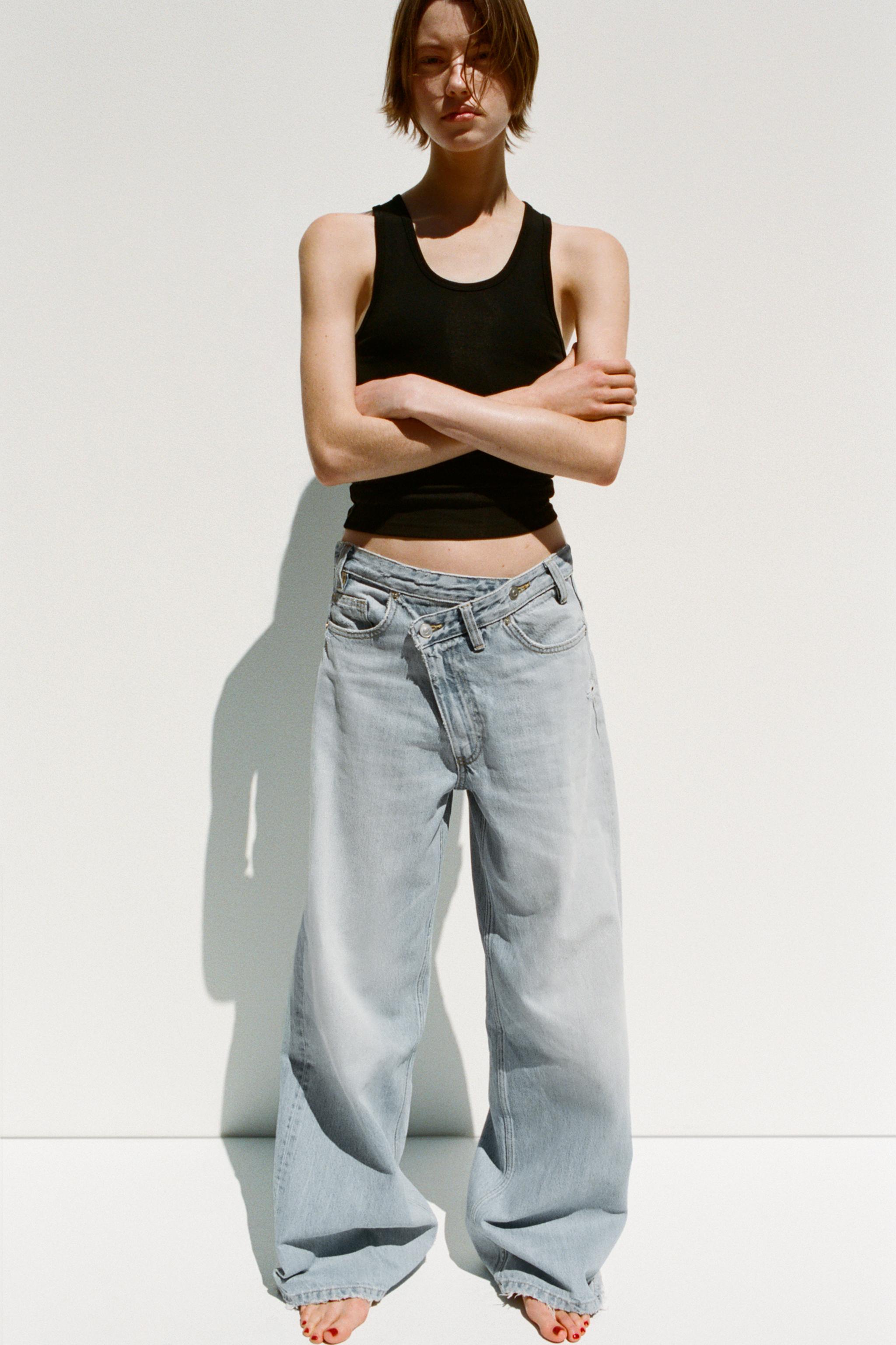 Waist Pantalon Cintura Alta Zara Calça Jeans Reta Cintura Alta