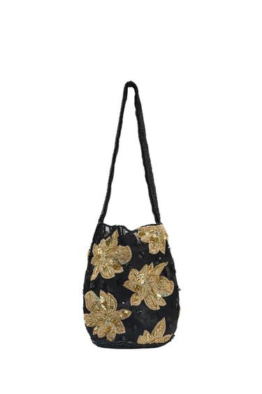 KLEINE BEUTELTASCHE MIT BLUMENSTICKEREI - Schwarz von Zara - Bild 0
