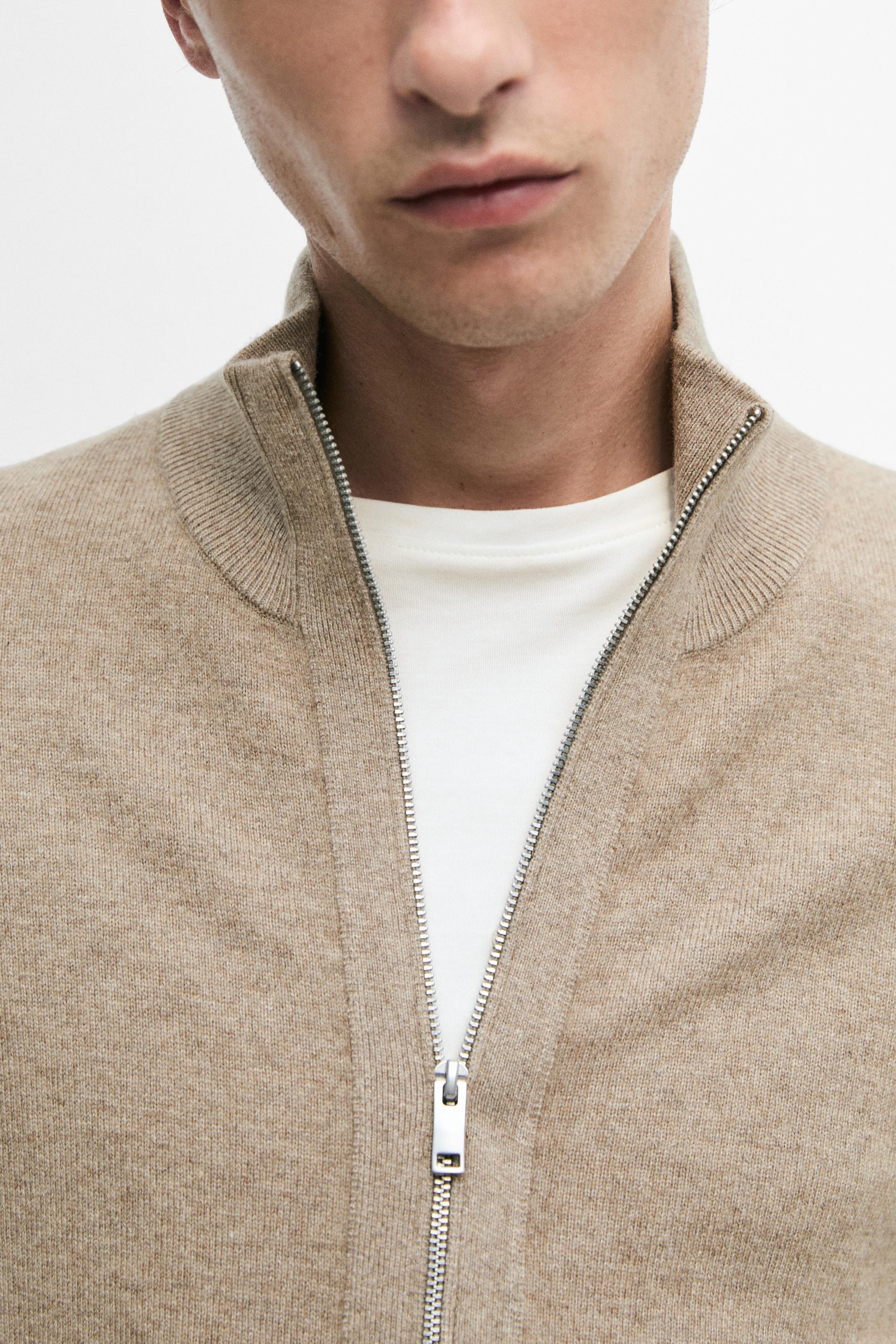 Wool blend cardigan with zip detail