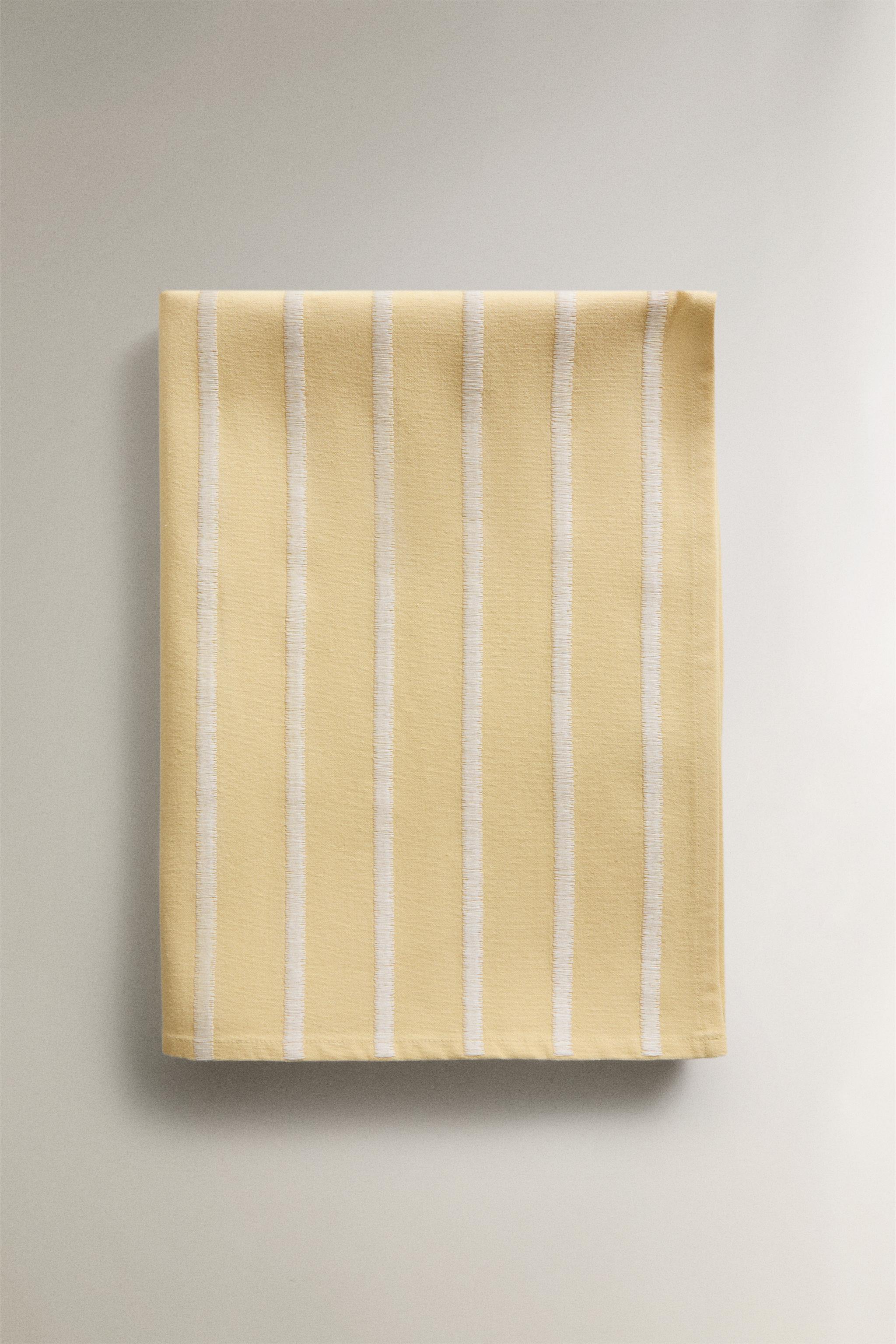 EMBROIDERED STRIPE TABLE RUNNER — Yellow