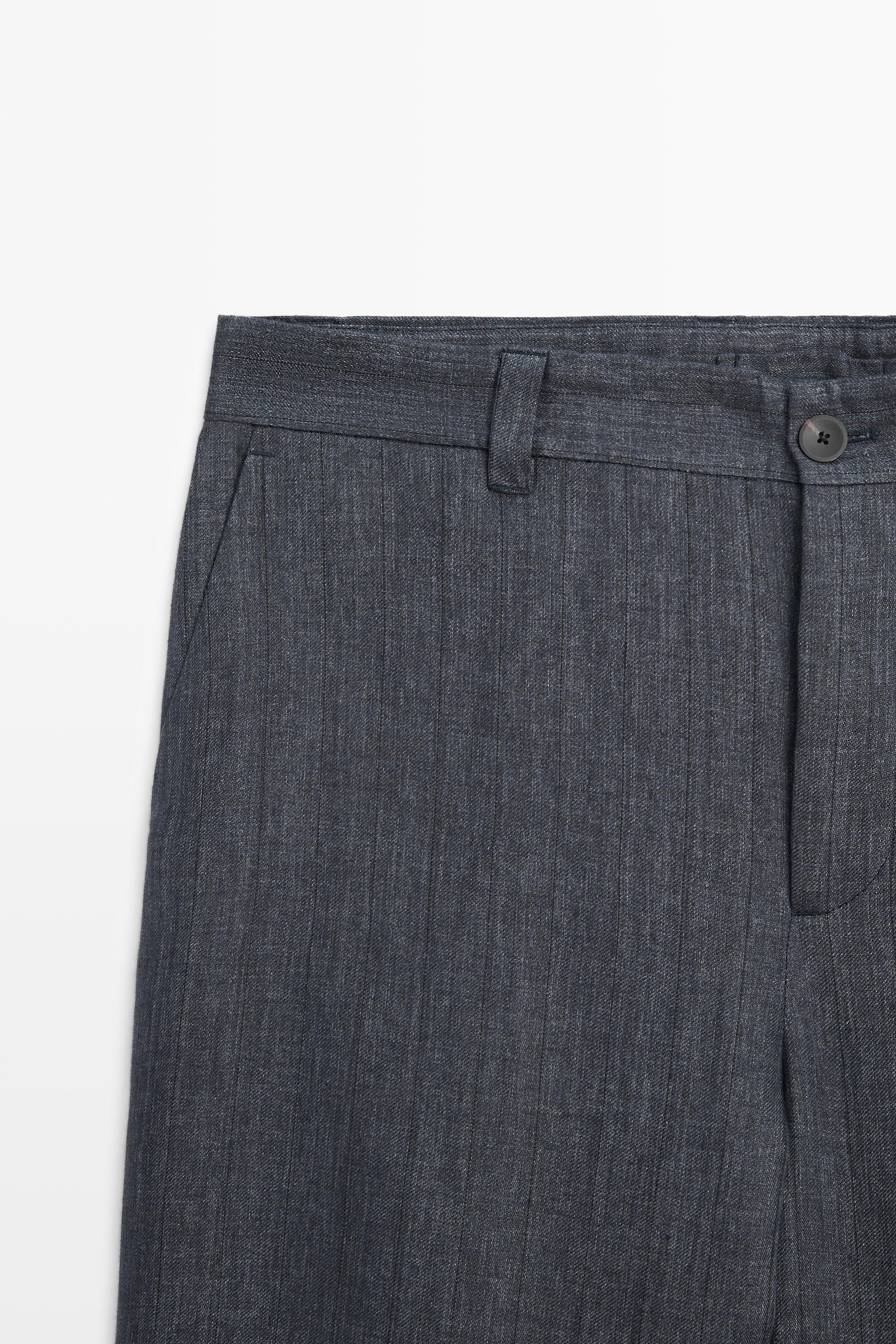 100% linen striped pants