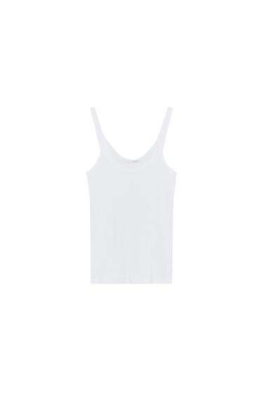 RIBBED VEST TOP - White by Zara