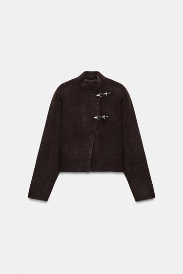 CHAQUETA PUNTO ALAMARES - Marrón de Zara - Imagen 0