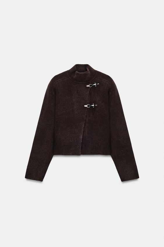 CHAQUETA PUNTO ALAMARES - Marrón de Zara - Imagen 0