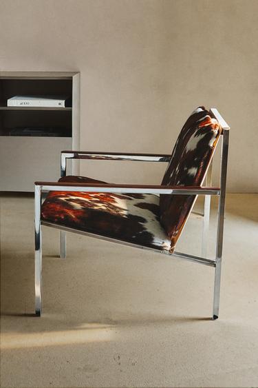 LEATHER ACCENT CHAIR - Beige-brown by Zara