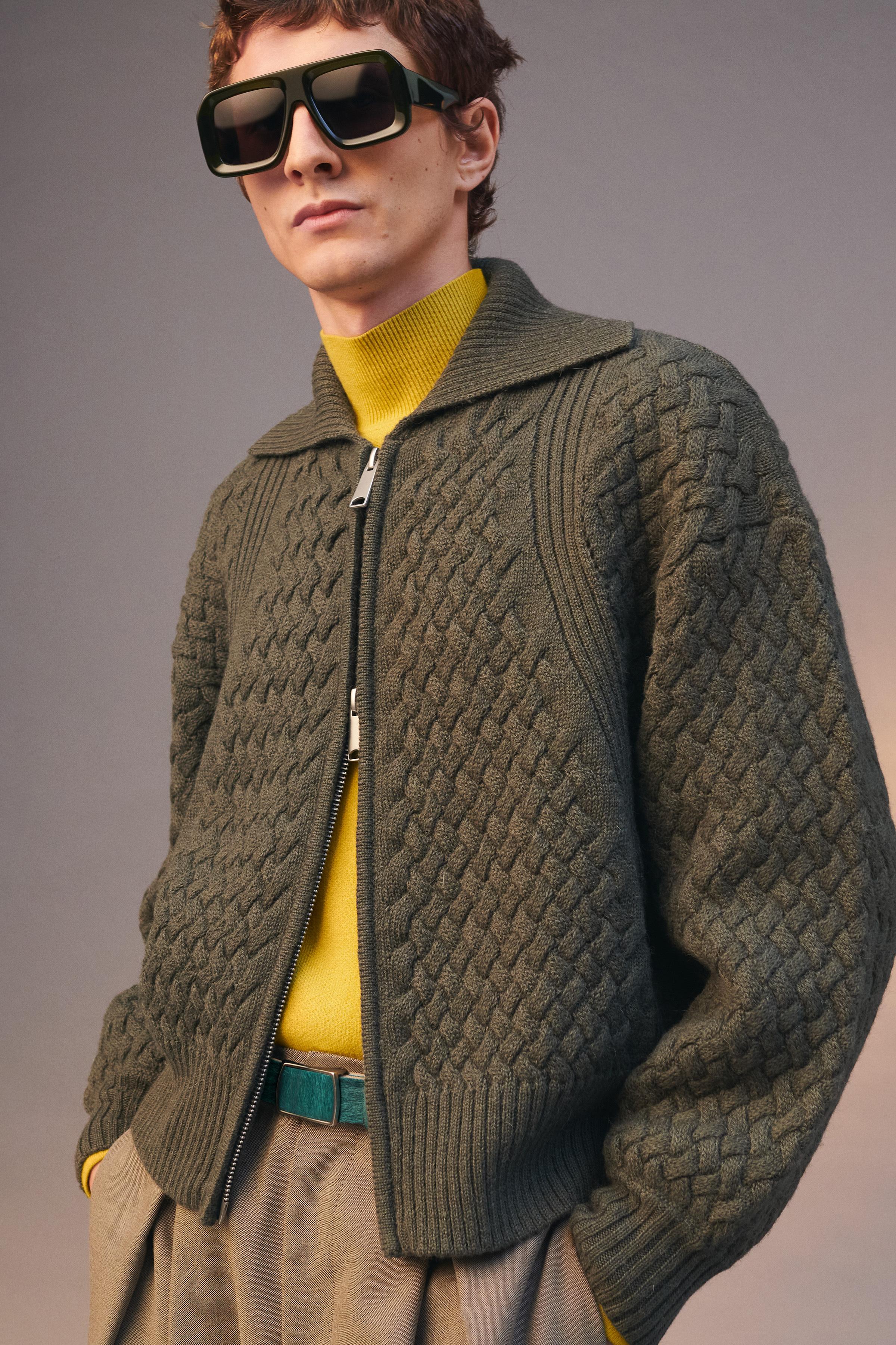 WOOL - ALPACA BLEND CARDIGAN LIMITED EDITION - Green | ZARA