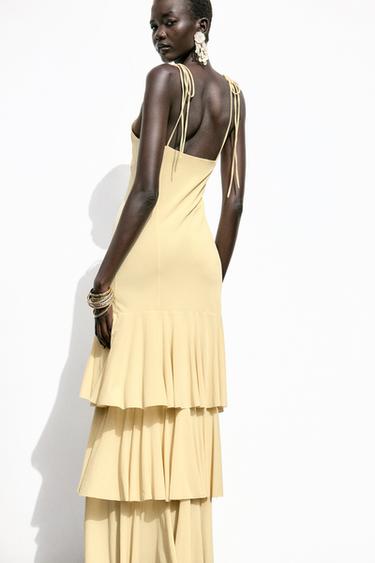 MIDI RUFFLE DRESS - Yellow by Zara - Image 3