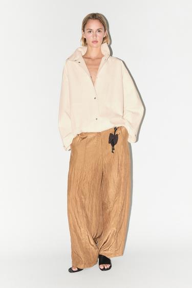 Zara Oversize bomber jacket with snap buttons - Ecru