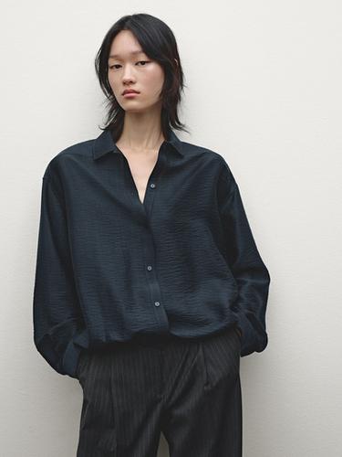 Zara Satin shirt with elastic detail - Blue