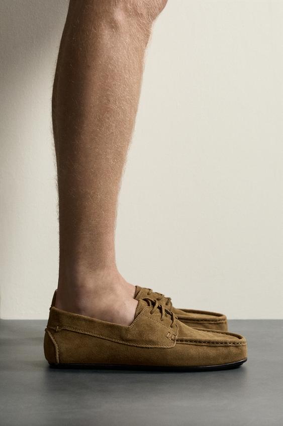 ZAPATO NÁUTICO PIEL - Gris Topo de Zara - Imagen 0