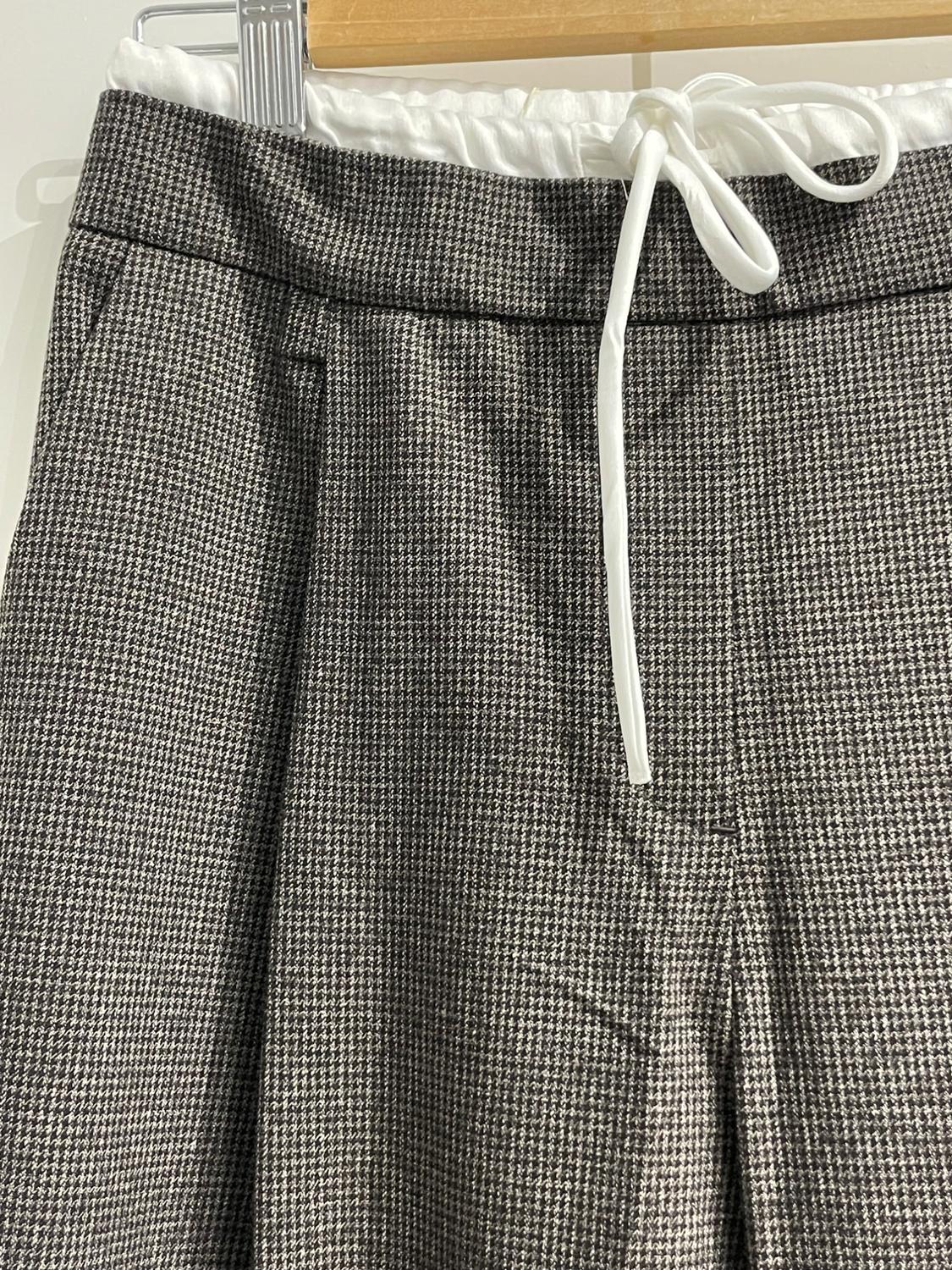 HOUNDSTOOTH WIDE-LEG TROUSERS WITH DOUBLE WAISTBAND - Image 3