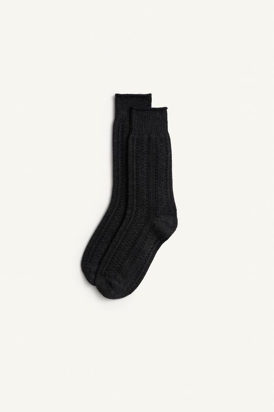 RIBBED TEXTURE SOCKS - Black by Zara - Image 0