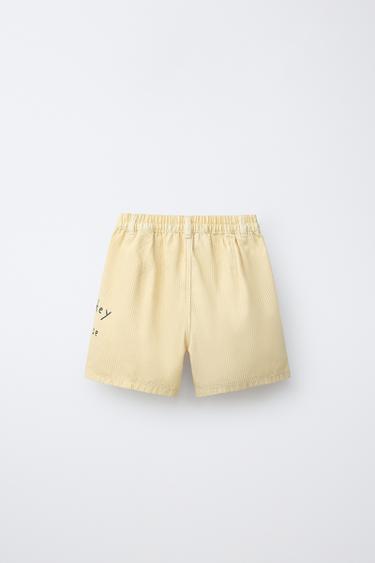 SHORT EN TOILE À RAYURES MICKEY MOUSE © DISNEY - Jaune de Zara - Image 1