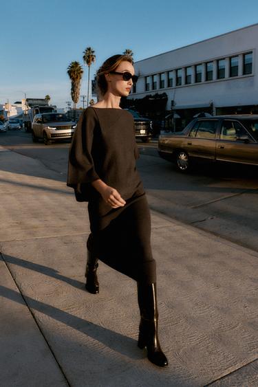 ТРИКОТАЖНАЯ ЮБКА МИДИ — КОРИЧНЕВЫЙ от Zara