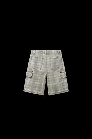 KARIERTE BERMUDASHORTS - Helles Khaki von Zara