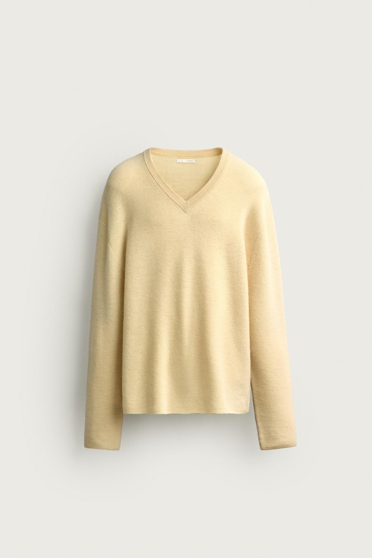 100% WOOL RELAXED FIT SWEATER — Vanilla