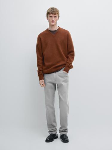 Zara Wool V-neck knit sweater - Russet - Image 0