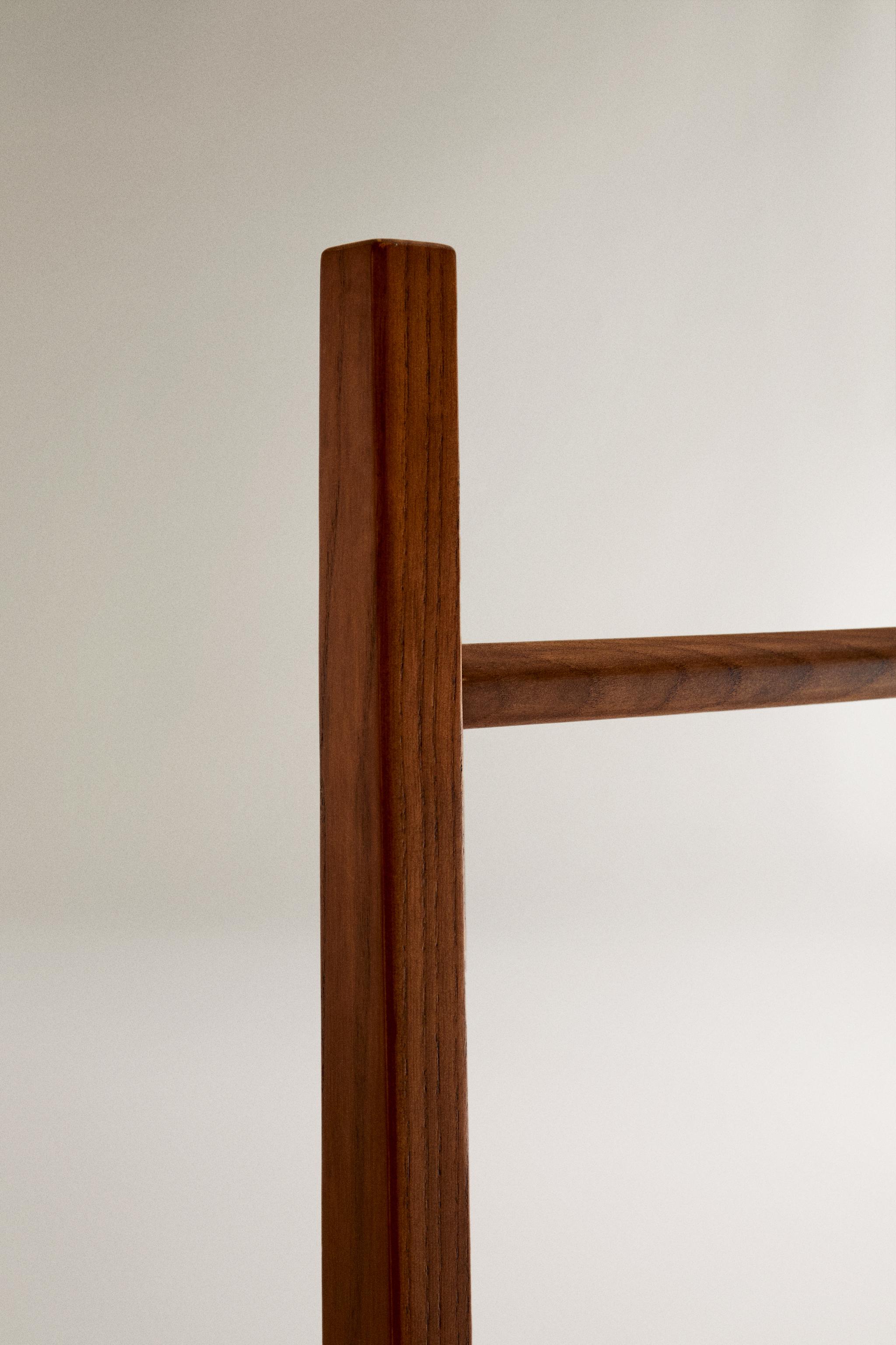 Ash Wood Clothes Rack with Wheels & Shelf