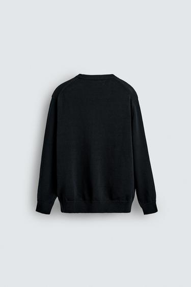PULL REGULAR FIT EN COTON - Bleu marine foncé de Zara - Image 7