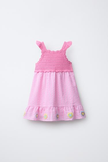 KNIT DRESS WITH HEART APPLIQUÉS - Pink by Zara