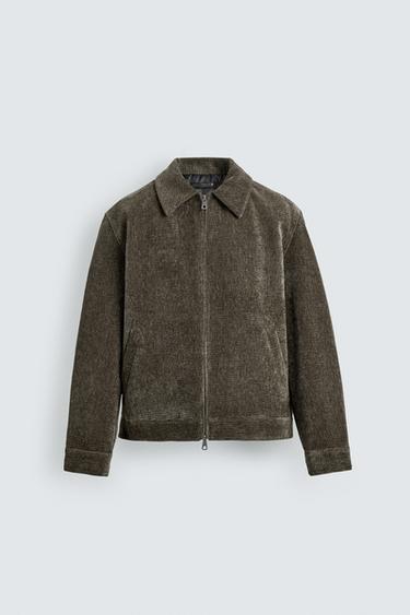 Zara 絎縫燈芯絨夾克 - 苔蘚綠 - 圖片 0