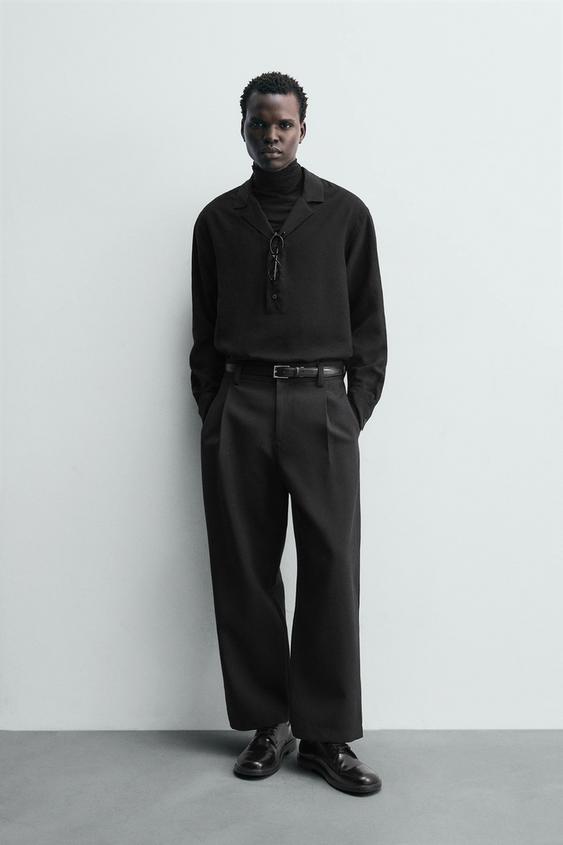 CAMISA POLO FLUIDA - Negro de Zara - Imagen 0