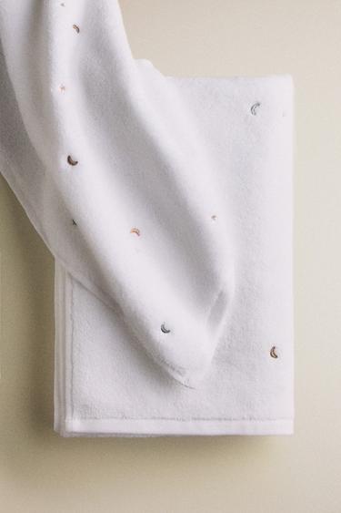 KIDS' MOON AND STAR BATH TOWEL - Oyster-white by Zara