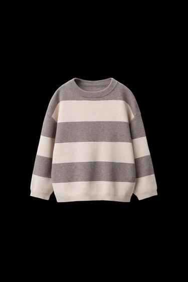 STRIPED KNIT SWEATER - Ecru / Beige by Zara - Image 0