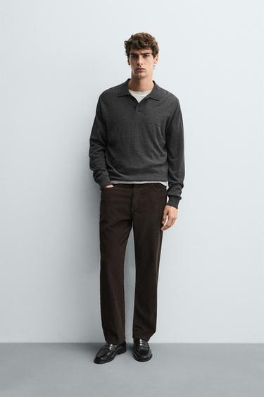 REGULAR FIT CORDUROY TROUSERS - Brown by Zara