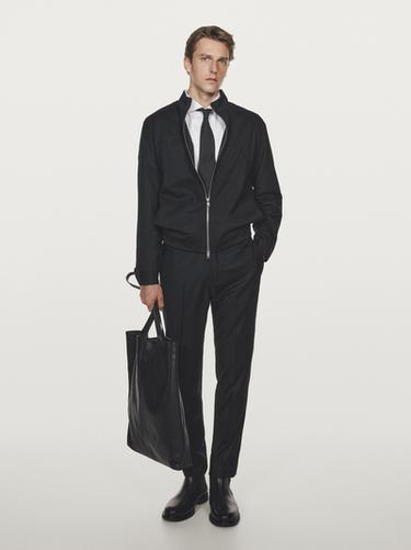 Pantalon flanelle 100 % laine - Bleu marine de Zara