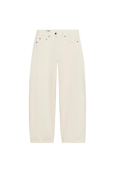 ZW COLLECTION ANKLE BALLOON MID-WAIST JEANS - Ecru by Zara