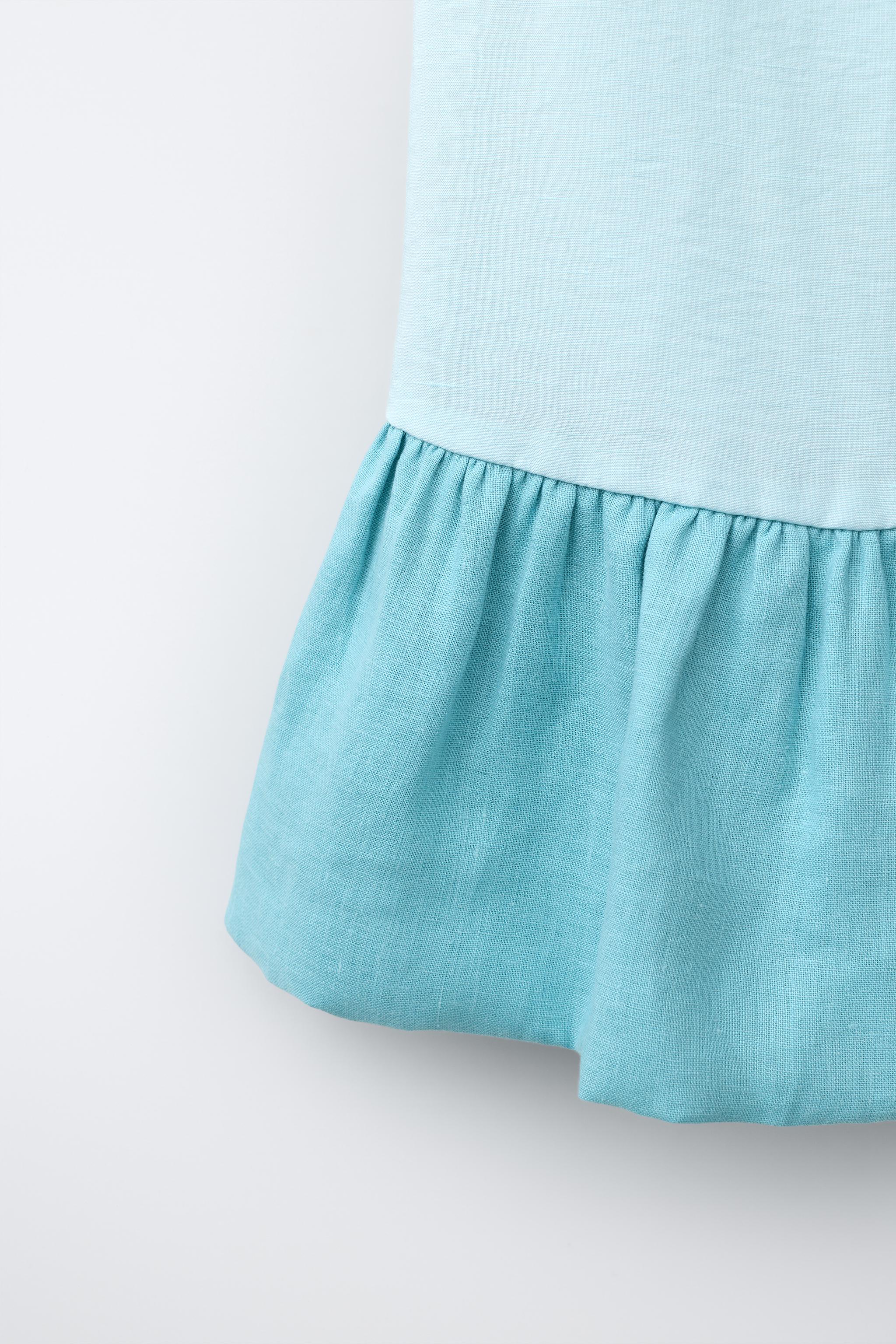 LINEN BLEND RUFFLED DRESS
