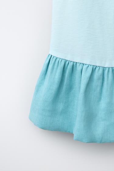 LINEN BLEND RUFFLED DRESS - Light blue by Zara - Image 4