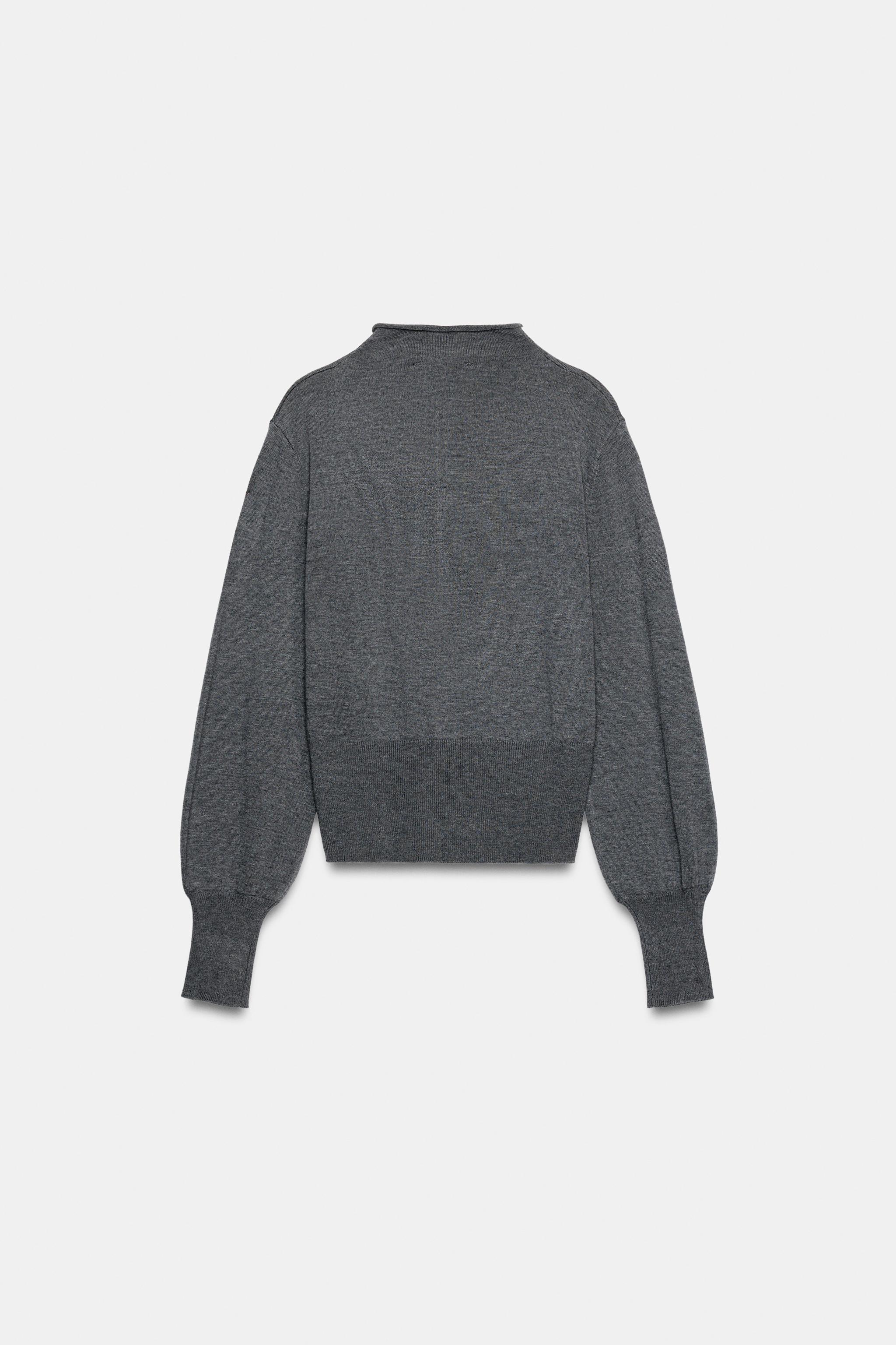 BUTTONED HIGH-NECK SWEATER