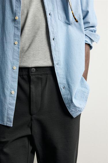 COMFORT REGULAR FIT TROUSERS - Black by Zara