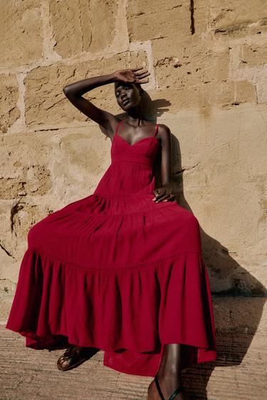 LONG STRAPPY DRESS - Raspberry by Zara - Image 6