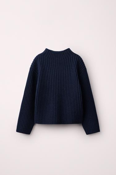 Pullover aus Rippstrick 100 % Wolle Created by Caramel London x Zara - Marineblau von Zara