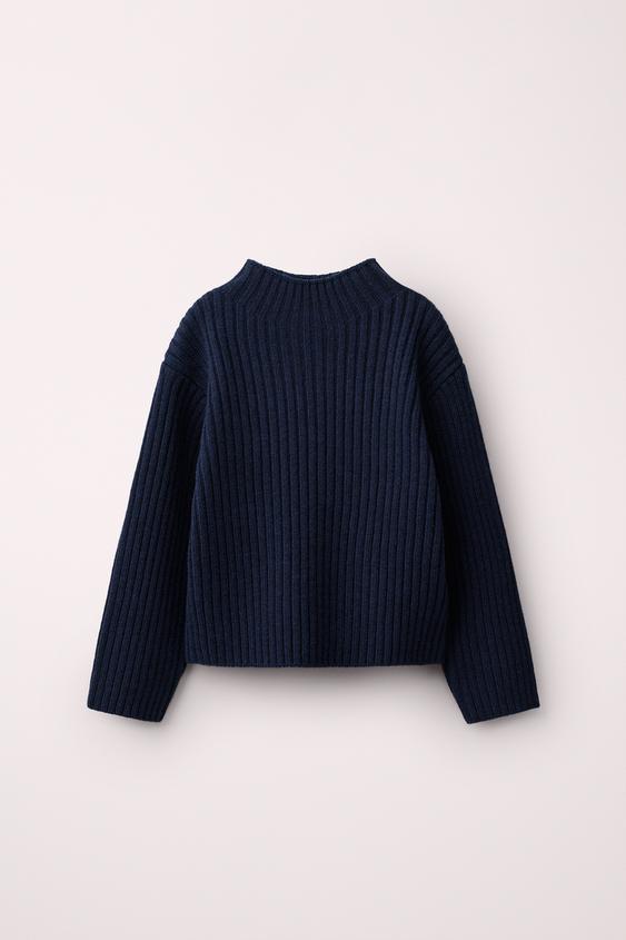 Pullover aus Rippstrick 100 % Wolle Created by Caramel London x Zara - Marineblau von Zara - Bild 0