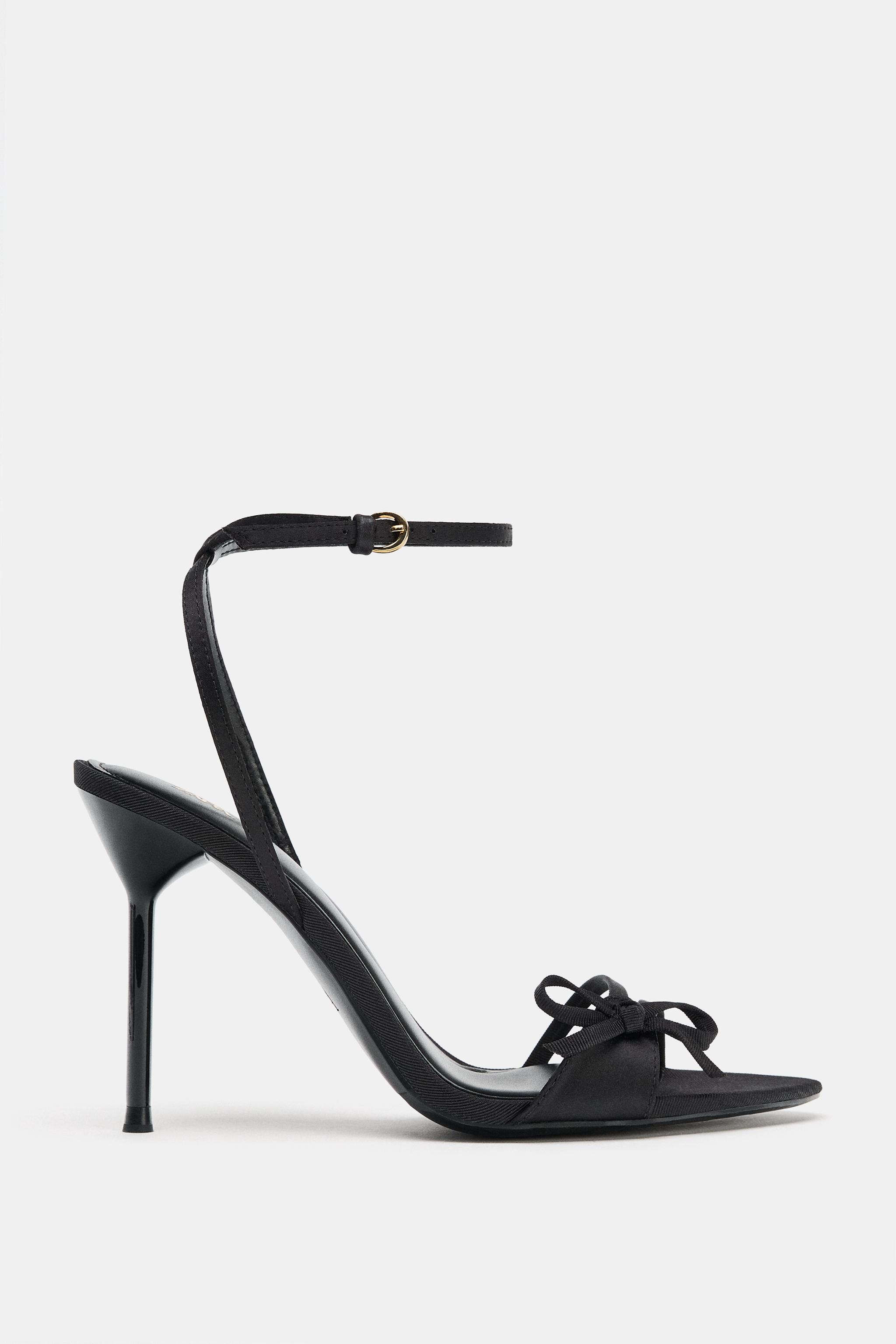 SANDÁLIA DE SALTO COM TIRAS ACETINADAS - Preto | ZARA Brasil