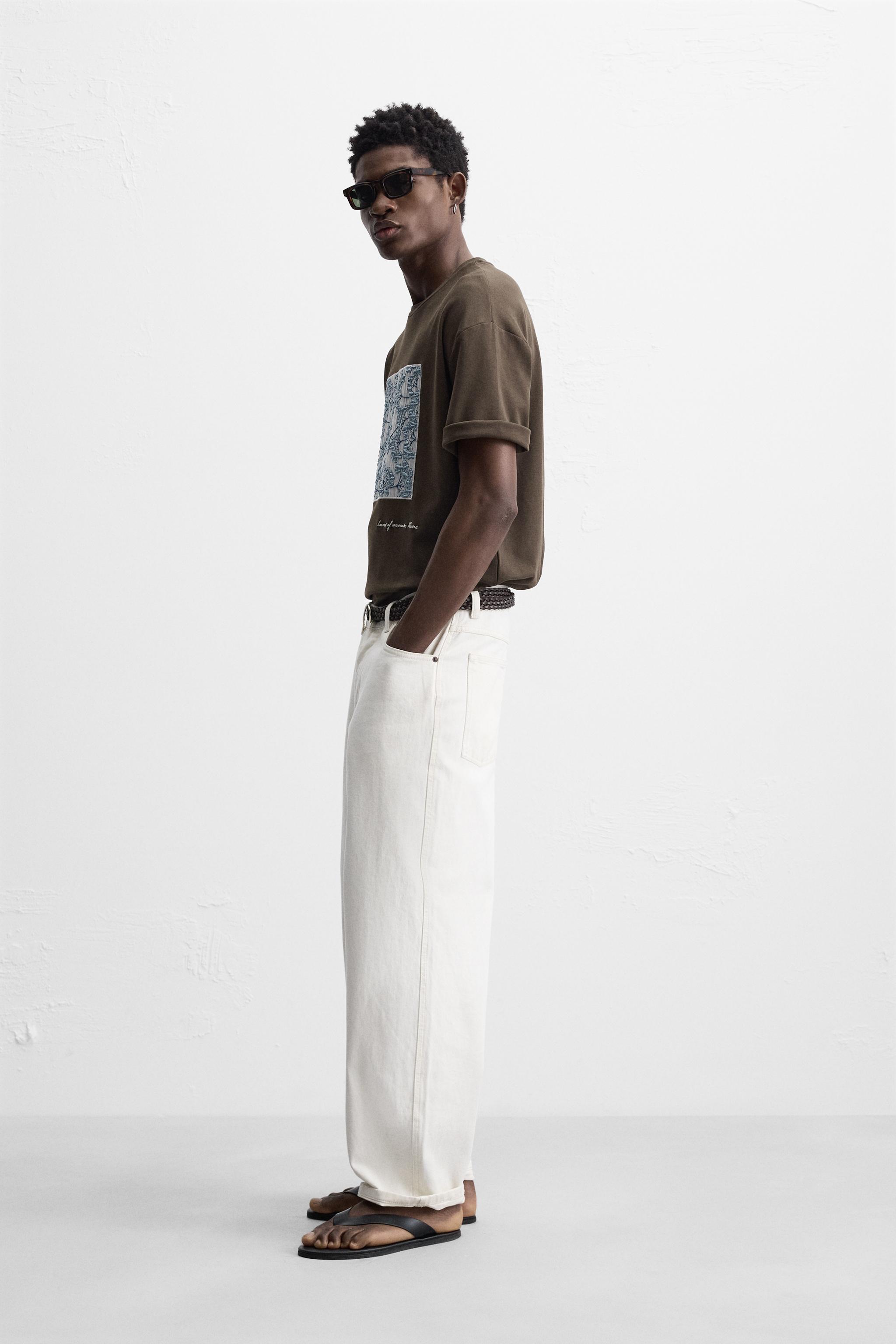 エンボスパッチTシャツ - ブラウン | ZARA Japan / 日本