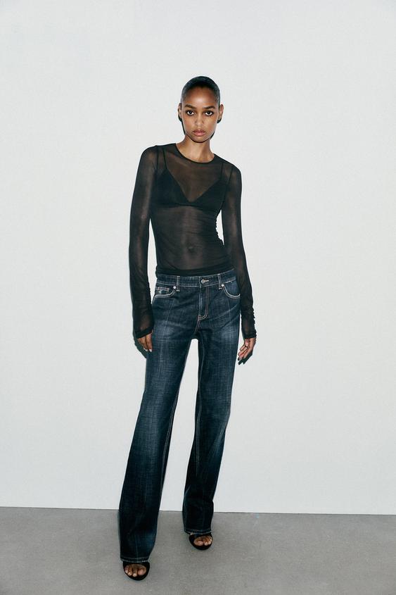 SEMI-SHEER RUCHED T-SHIRT